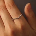 Load image into Gallery viewer, Picture of chevron ring beaded chevron ring 14k
