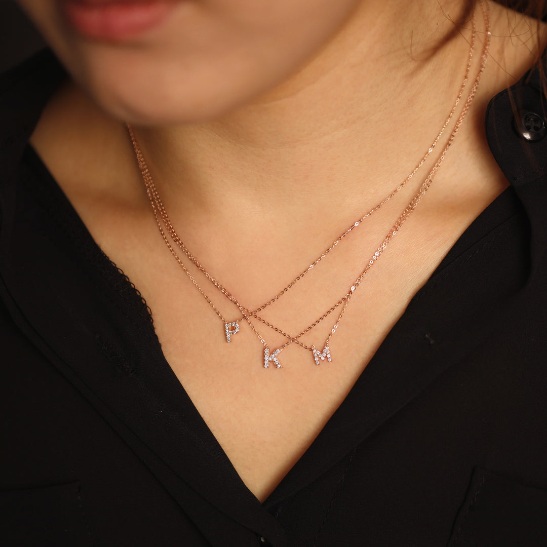 Picture of diamond initial necklace diamond letter