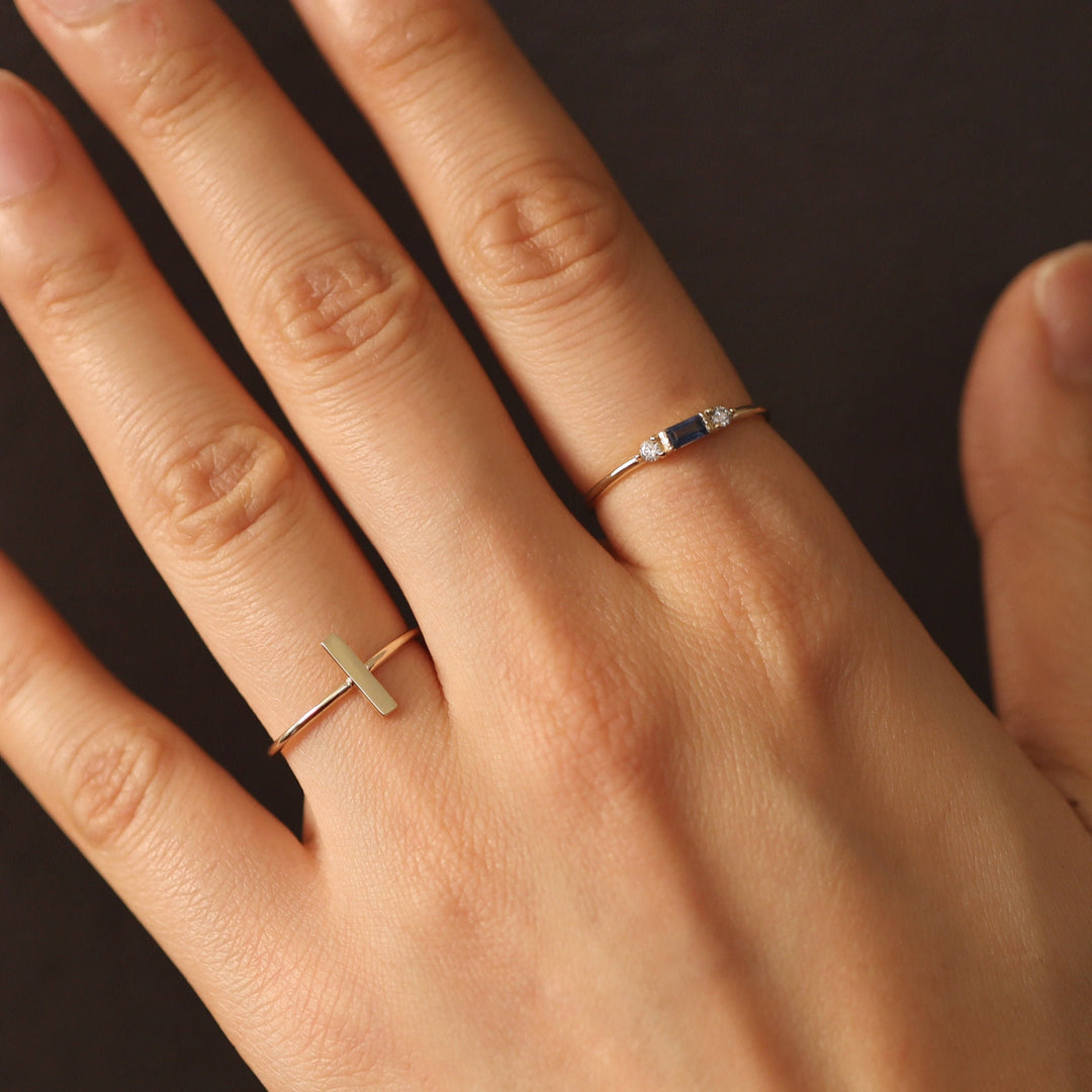 Picture of 14k solid bar ring 14k gold ring