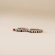 Picture of 11mm rainbow sapphire huggie earrings