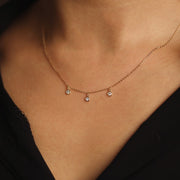 Picture of diamond charm necklace 3 bezel diamond