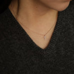 Load image into Gallery viewer, Picture of dainty diamond cross necklace minimalist
