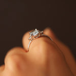 Load image into Gallery viewer, Picture of oval aquamarine diamond ring vintage
