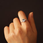 Load image into Gallery viewer, Picture of oval aquamarine diamond ring vintage
