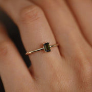 Picture of olive green tourmaline solitaire ring