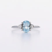 Picture of oval aquamarine diamond ring vintage