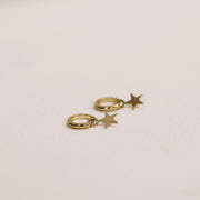 Picture of gold huggie star dangle earring 9mm gold