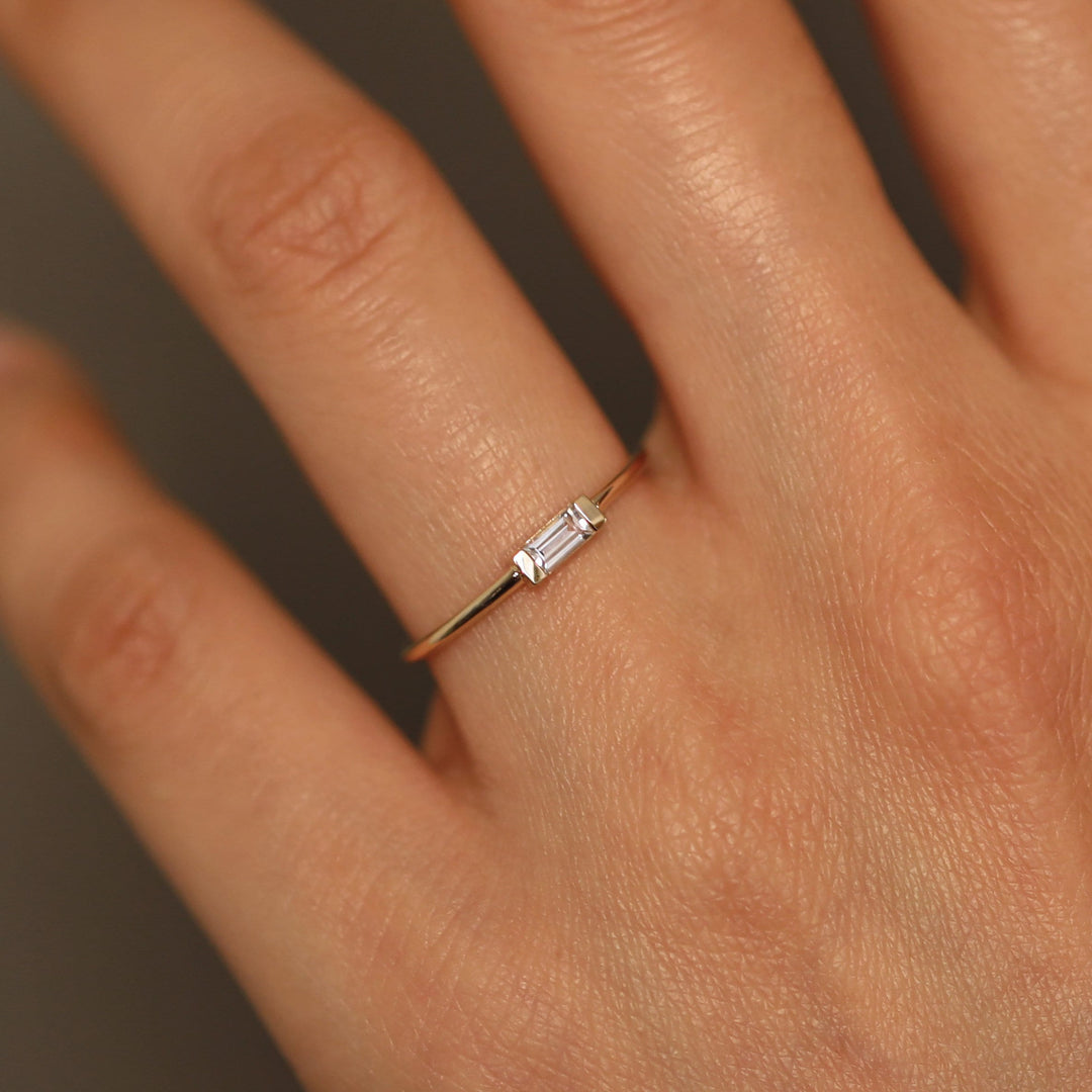 Picture of baguette white sapphire ring band