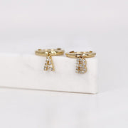 Picture of diamond initial huggie earring diamond