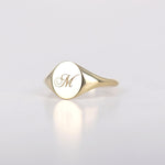 Load image into Gallery viewer, Picture of oval signet ring 14k solid gold signet
