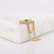 Picture of diamond huggie with chain dangle drop