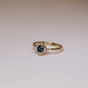 Picture of green blue teal sapphire diamond cluster