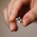 Load image into Gallery viewer, Picture of green blue teal sapphire diamond cluster
