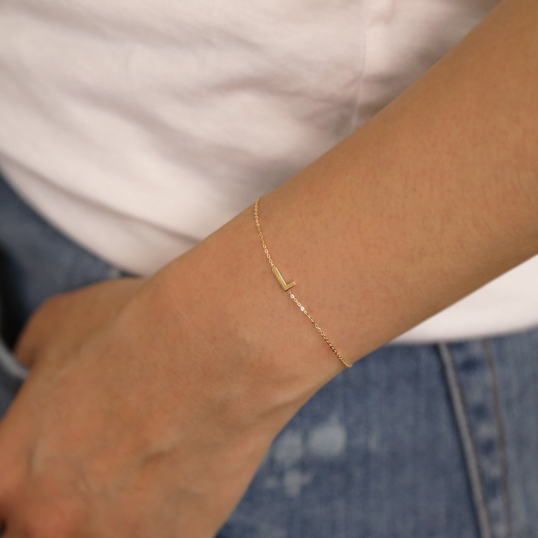 Picture of initial bracelet name bracelet 14k gold