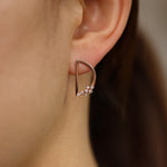 Load image into Gallery viewer, Picture of diamond d shape earrings 14k geometric
