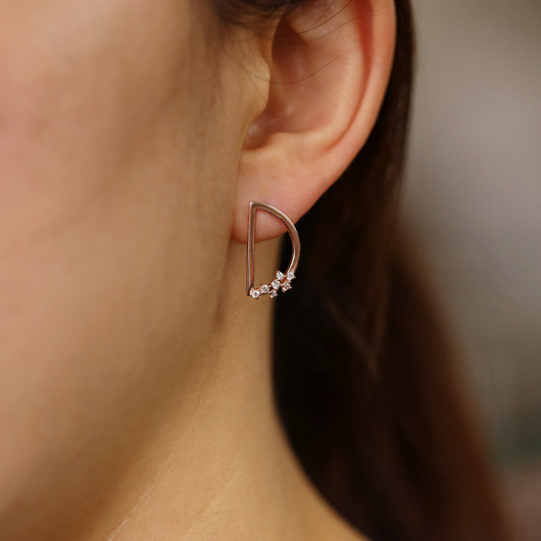 Picture of diamond d shape earrings 14k geometric