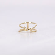 Picture of diamond ring open cross ring criss cross