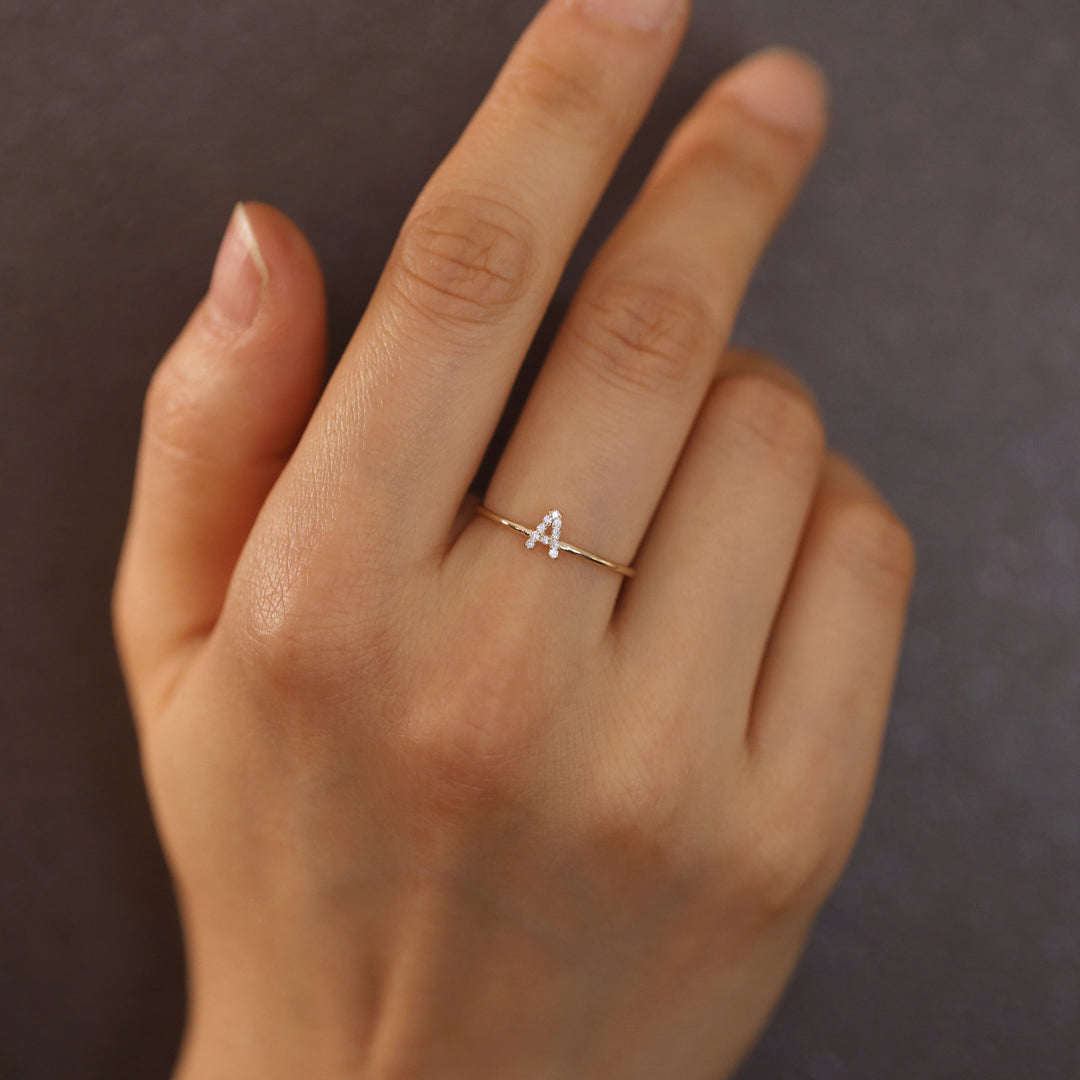 Picture of diamond initial ring diamond monogram