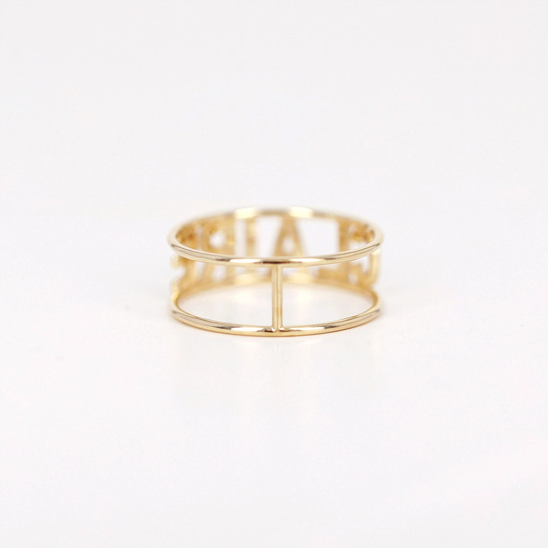 Picture of 14k name ring name double band monogram