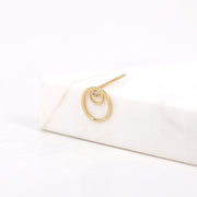 Picture of circle diamond stud earrings round plate 1