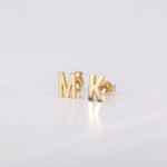 Load image into Gallery viewer, Picture of initial studs monogram stud solid gold 1
