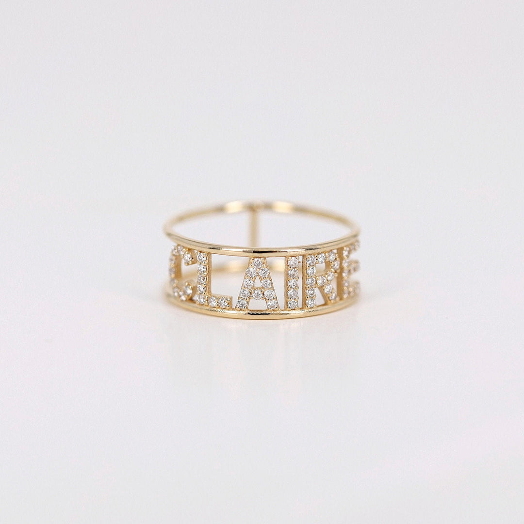 Picture of diamond name ring monogram diamond