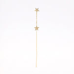 Load image into Gallery viewer, Picture of star earring two stars drop earring 14k
