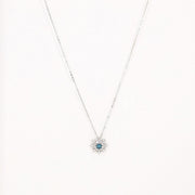 Picture of blue diamond cluster snowflake necklace