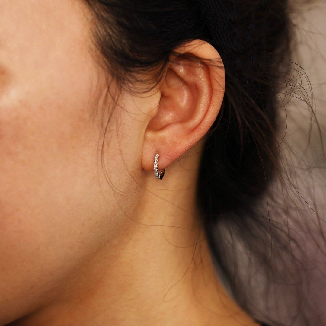 Picture of diamond huggie earrings 11mm full