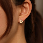 Load image into Gallery viewer, Picture of circle diamond stud earrings round plate
