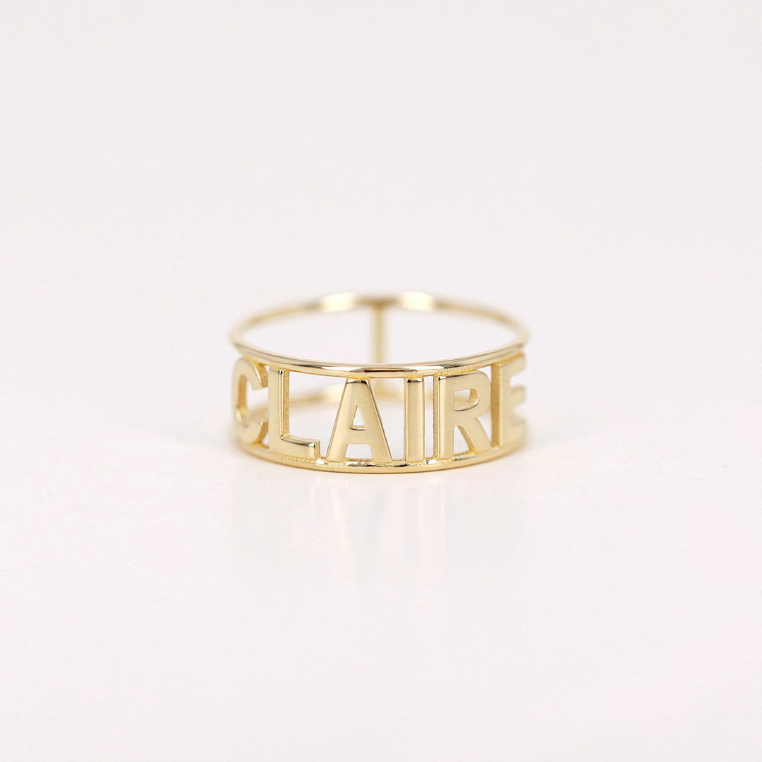 Picture of 14k name ring name double band monogram