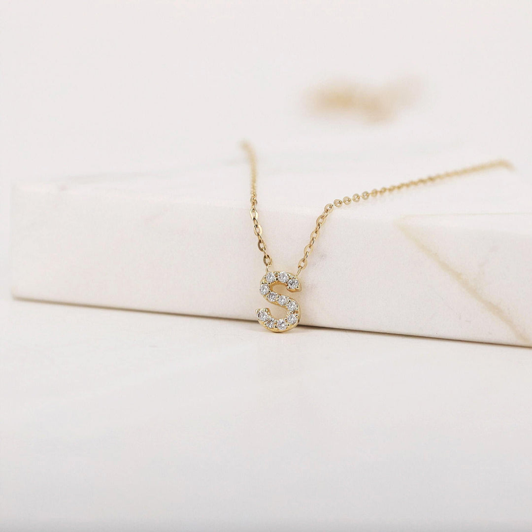 Picture of diamond initial necklace diamond letter