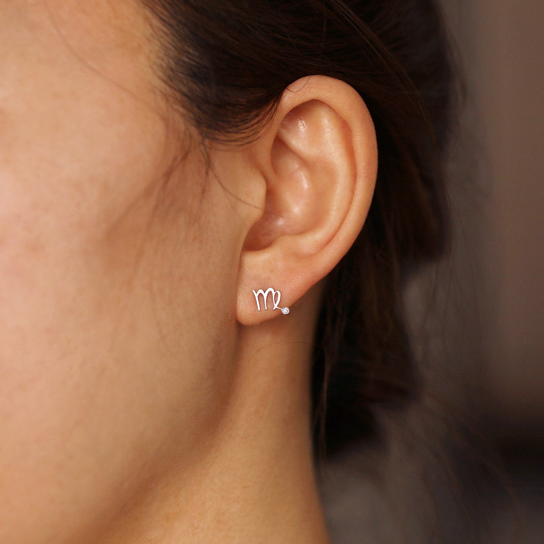 Picture of virgo zodiac sign diamond earring virgo