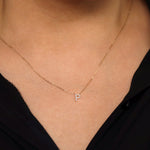 Load image into Gallery viewer, Picture of diamond initial necklace diamond letter
