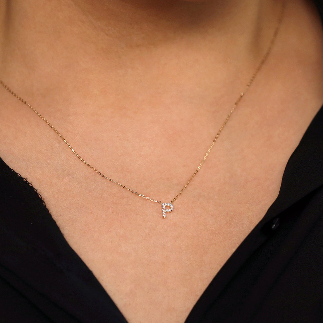 Picture of diamond initial necklace diamond letter