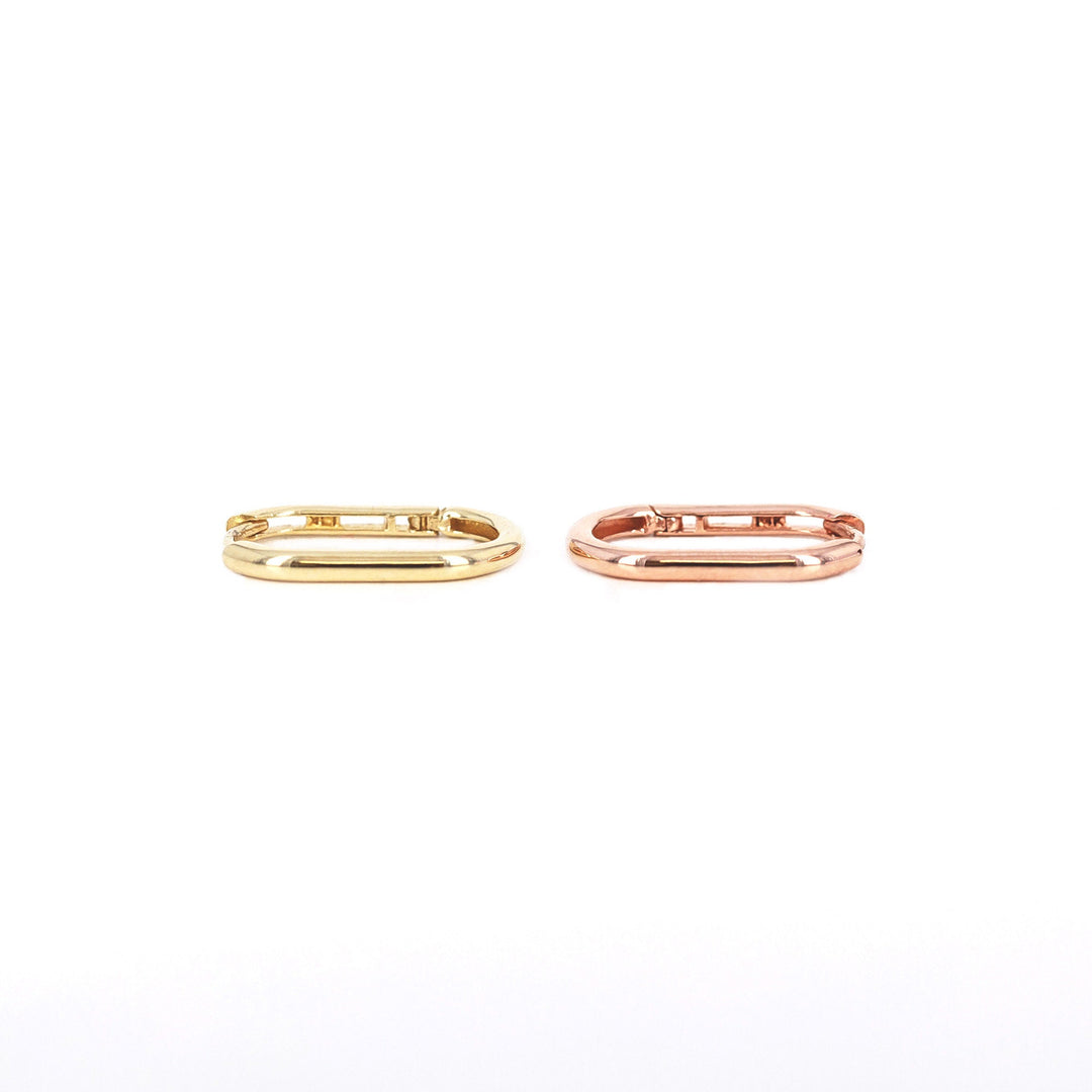 Picture of medium round rectangular huggie earrings