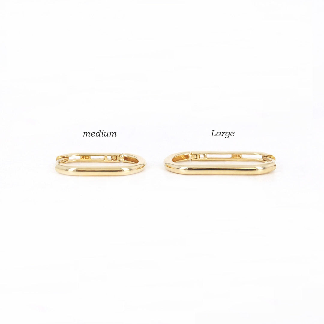 Picture of medium round rectangular huggie earrings