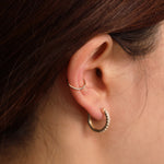 Load image into Gallery viewer, Picture of ear cuff open hoop 14k solid gold cuff
