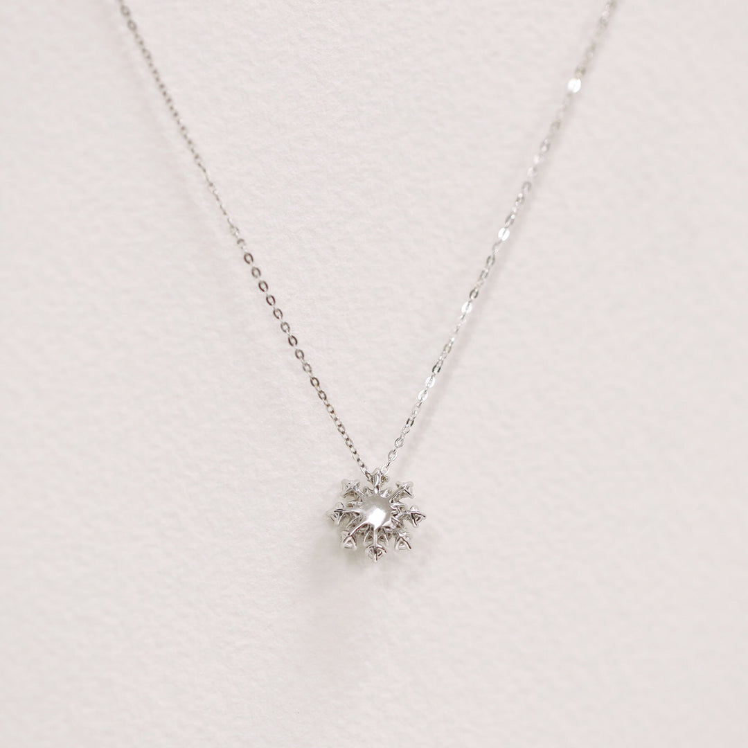 Picture of blue diamond cluster snowflake necklace