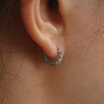 Load image into Gallery viewer, Picture of diamond cluster huggie earrings 10mm
