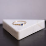 Load image into Gallery viewer, Picture of baguette blue sapphire ring band
