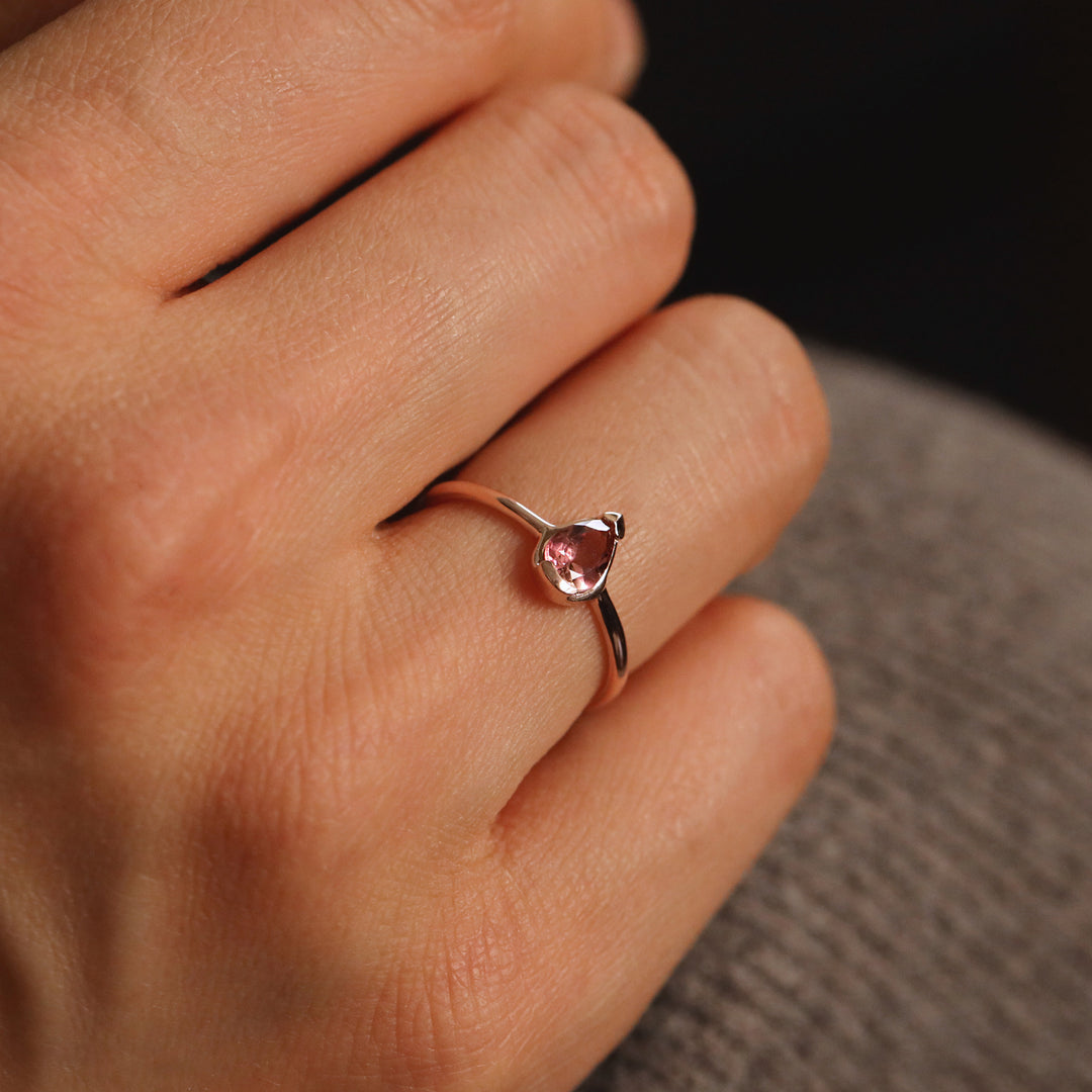 Picture of pink tourmaline ring pink stone ring