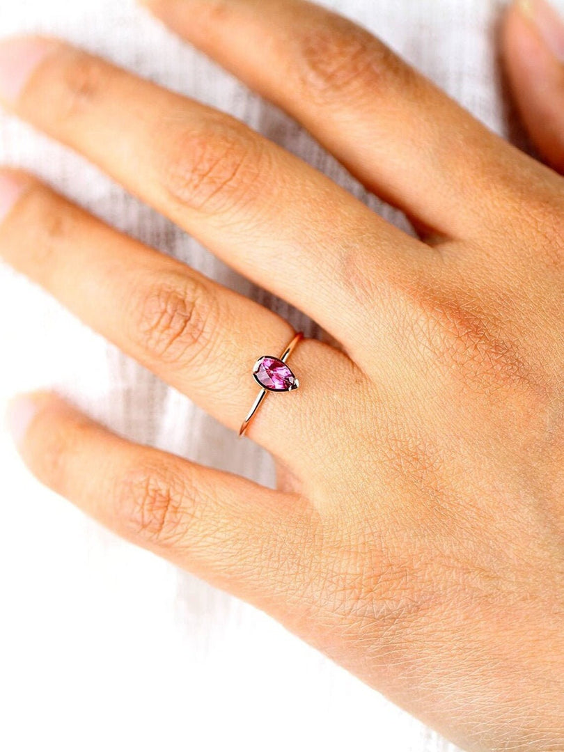 Picture of pink tourmaline ring pink stone ring