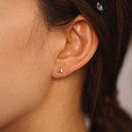 Load image into Gallery viewer, Picture of triangle pyramid stud earrings dainty
