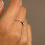 Load image into Gallery viewer, Picture of baguette blue sapphire ring band
