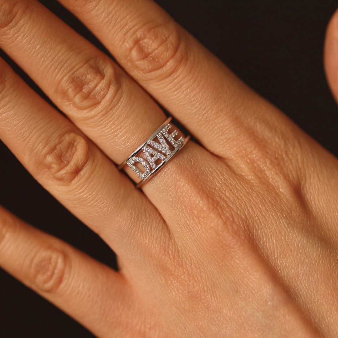 Picture of diamond name ring monogram diamond