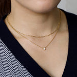 Load image into Gallery viewer, Picture of mini paper clip necklace 14k solid gold
