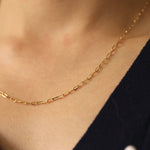 Load image into Gallery viewer, Picture of mini paper clip necklace 14k solid gold
