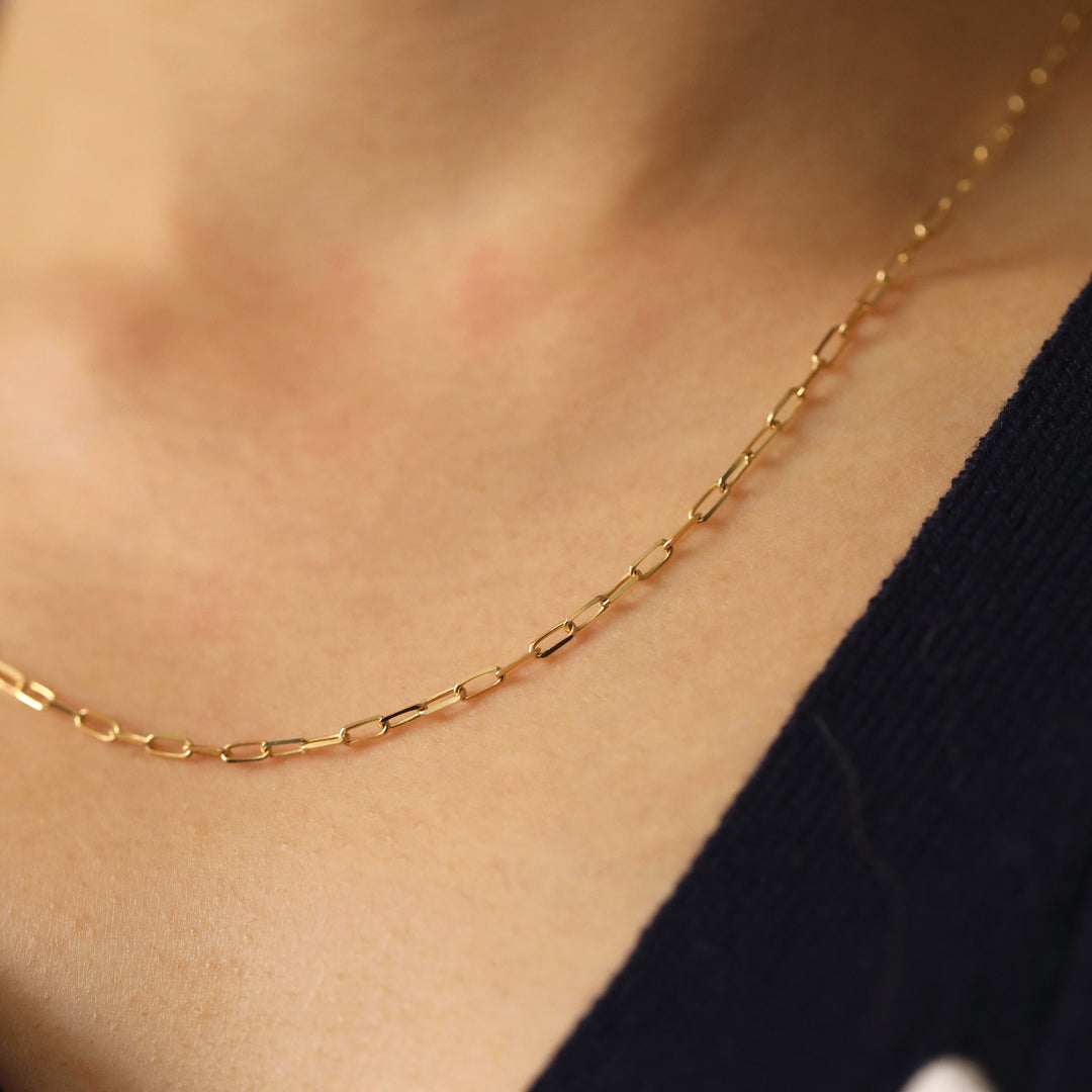 Picture of mini paper clip necklace 14k solid gold