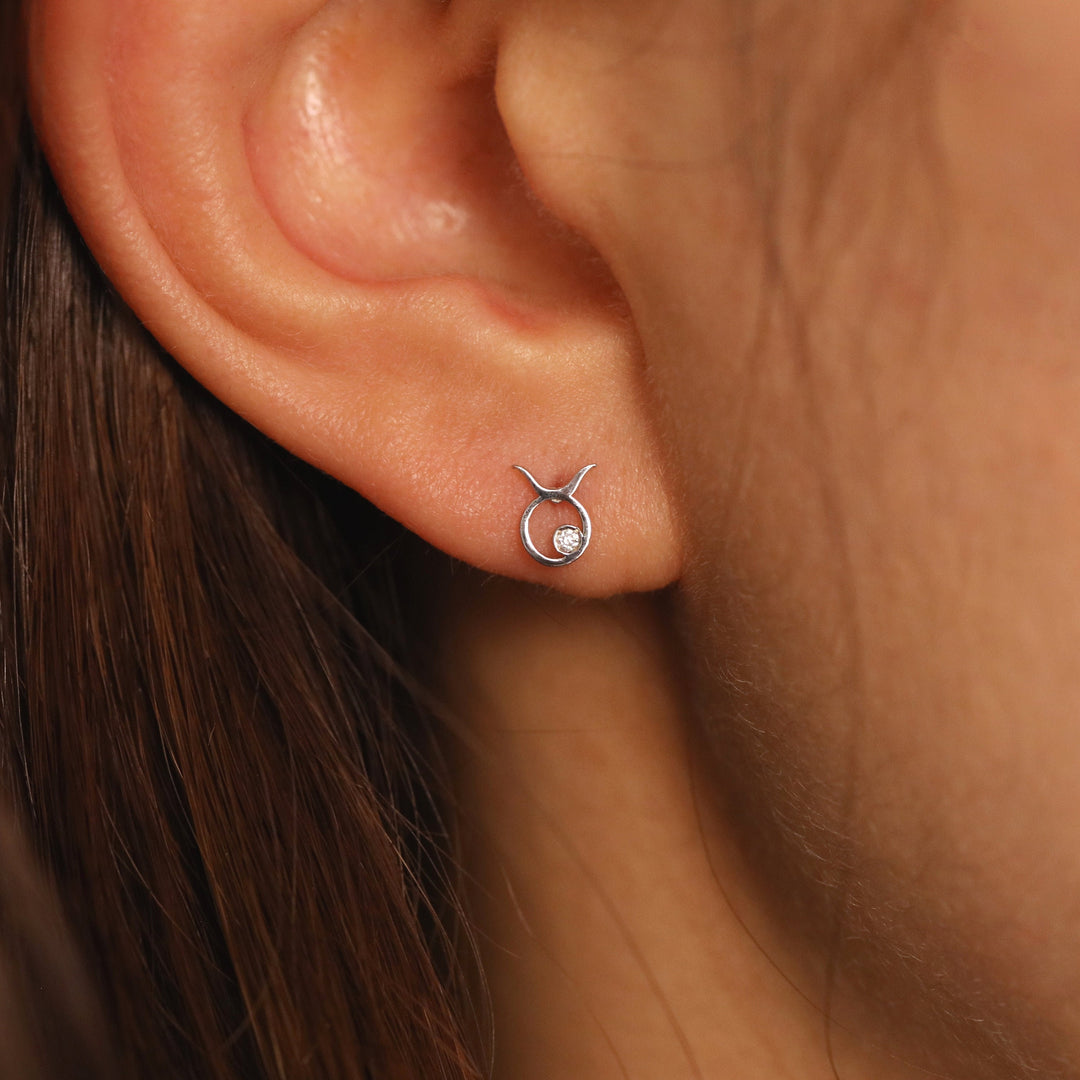 Picture of taurus zodiac sign diamond earring